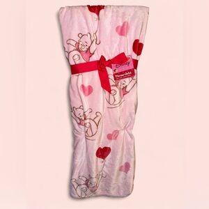 Disney Pink Winnie the Pooh Hearts Valentines Blanket